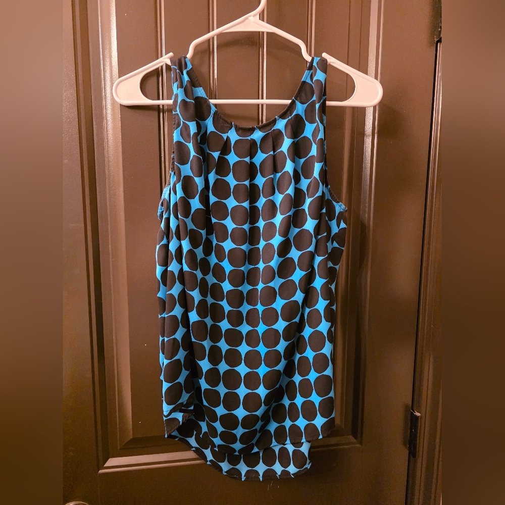 EUC Blue and Black Polka Dot Women's Top